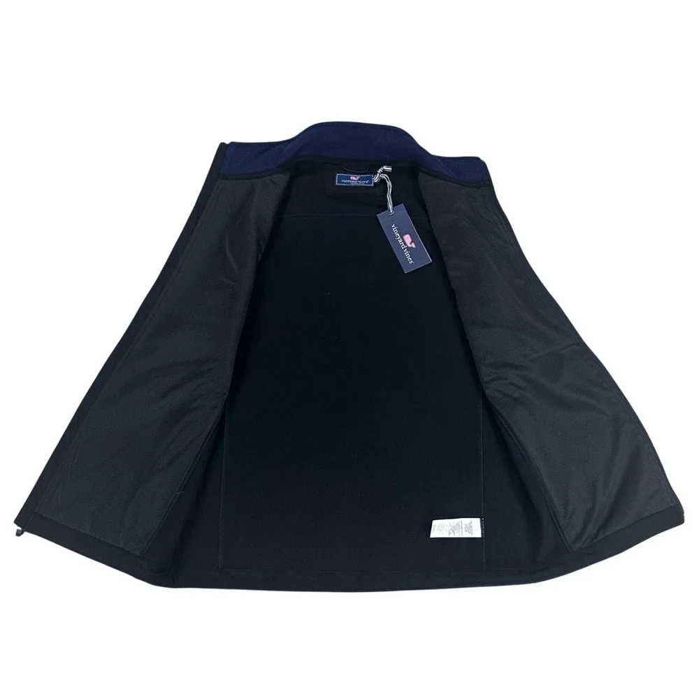 Vineyard Vines Mens Mountain Sweater Fleece Vest Nautical Navy‎ Full Zip Blue XS